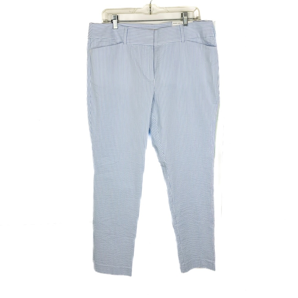 NWT Loft Women Size 14 Seersucker Ankle Pants Flat Front Mid Rise Preppy Coastal
